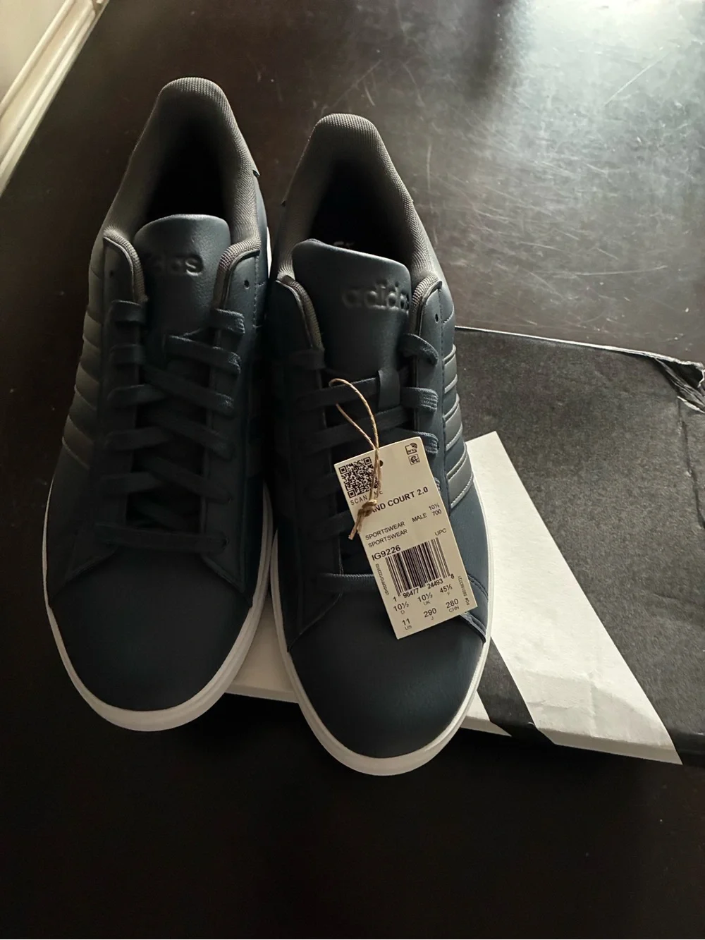 adidas Navy and White Low-Top Sneakers